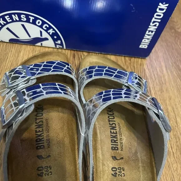 Birkenstock Arizona silver metallic sandals shoes women’s eur 40 new - Picture 2 of 8